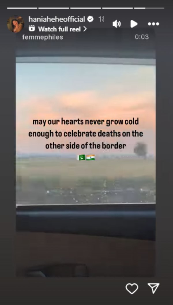 Amid India-Pakistan Ceasefire Hania Aamir Shares THIS Post Amid India-Pakistan Ceasefire Hania Aamir Shares THIS Post