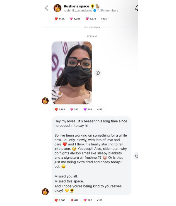 Rashmika Mandanna Shares Sweet Note With Fans