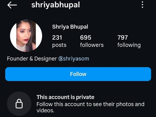 Shriya Bhupal Insatgram