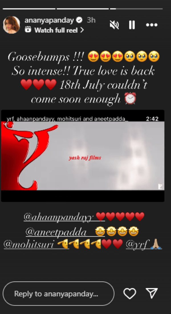 Ananya Panday Praises Brother Ahaan For Saiyaara Ananya Panday Praises Brother Ahaan For Saiyaara