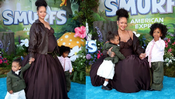 Rihanna Makes A Smurfy Splash At LA Premiere With Sons Rihanna Makes A Smurfy Splash At LA Premiere With Sons