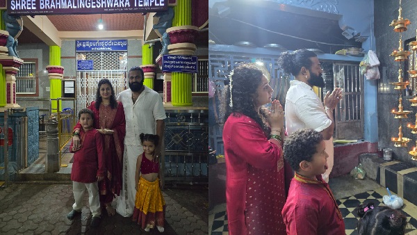 Kantara Director Rishab Shetty visits Temple With Wife
