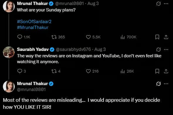 Mrunal Thakur Slams Misleading Son Of Sardaar 2 Reviews