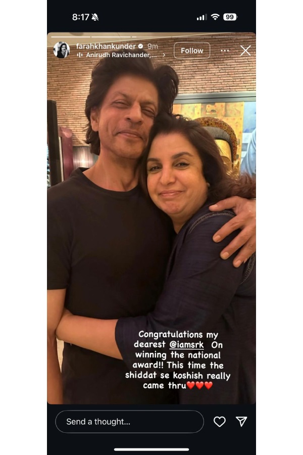 Farah Khan Congratulates Shah Rukh Khan On His Winning