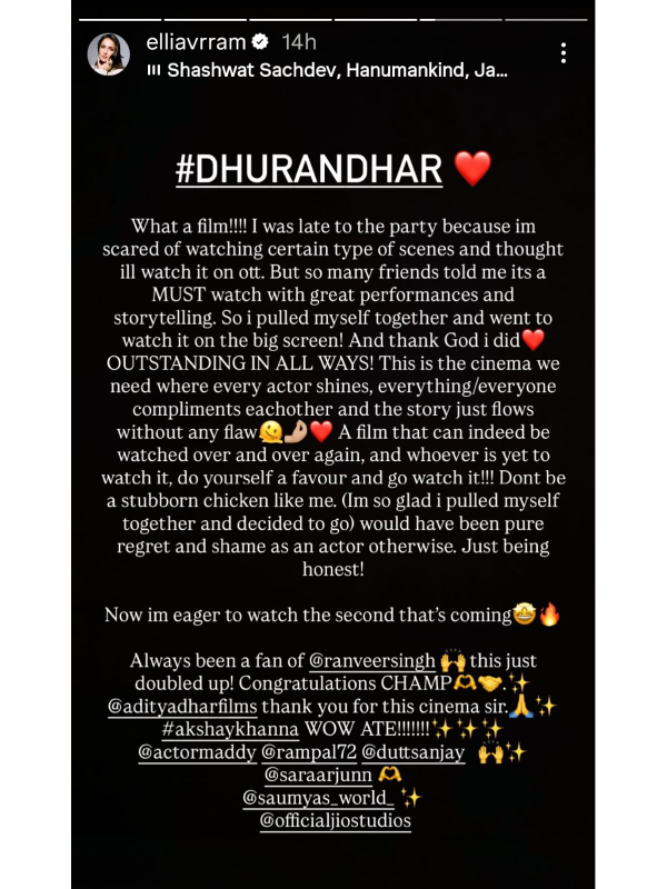 Here s Why Elli AvrRam Initially Planned To Watch Dhurandhar