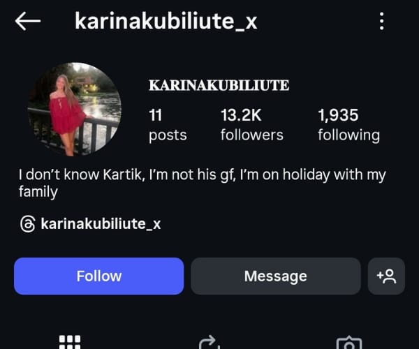 Karina Kubiliute Instagram Bio