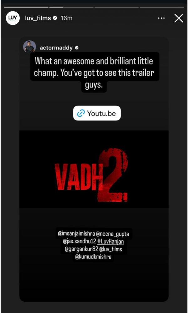 R Madhavan Goes All Praise For Vadh 2 Trailer