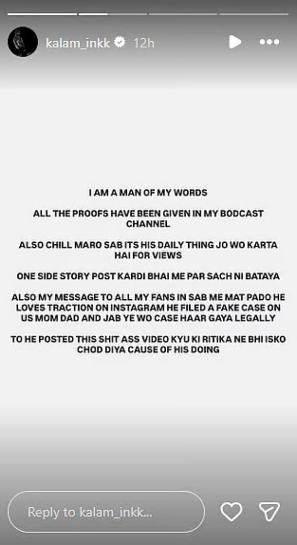 Anurag Dobhal Brother Kalam Instagram Story Anurag Dobhal Brother Kalam Instagram Story