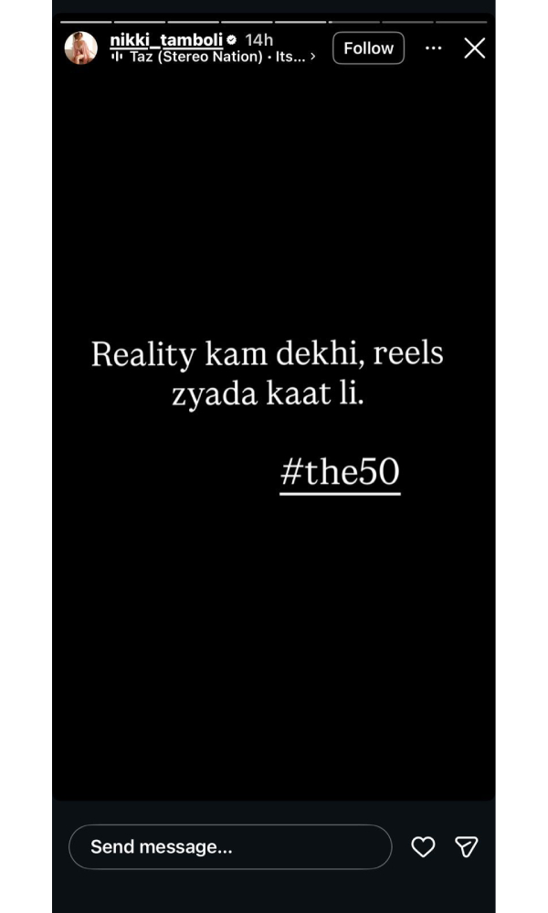 The 50 After Buzz Actress Nikki Tamboli Shares Post The 50 After Buzz Actress Nikki Tamboli Shares Post