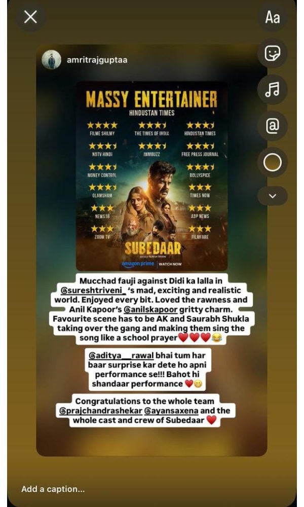 Subedaar Aditya Rawal Receives Praise from Hansal Mehta