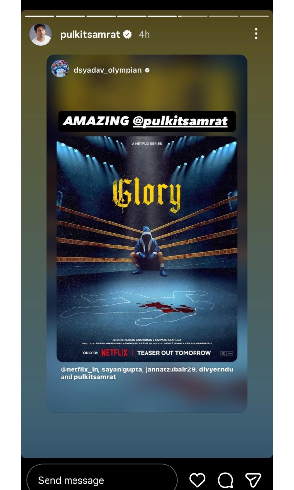 Pulkit Samrat s Glory Poster Wins Praise From Professional