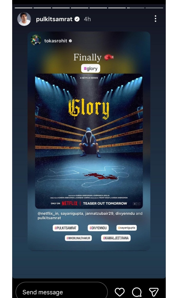 Pulkit Samrat s Glory Poster Wins Praise From Professional