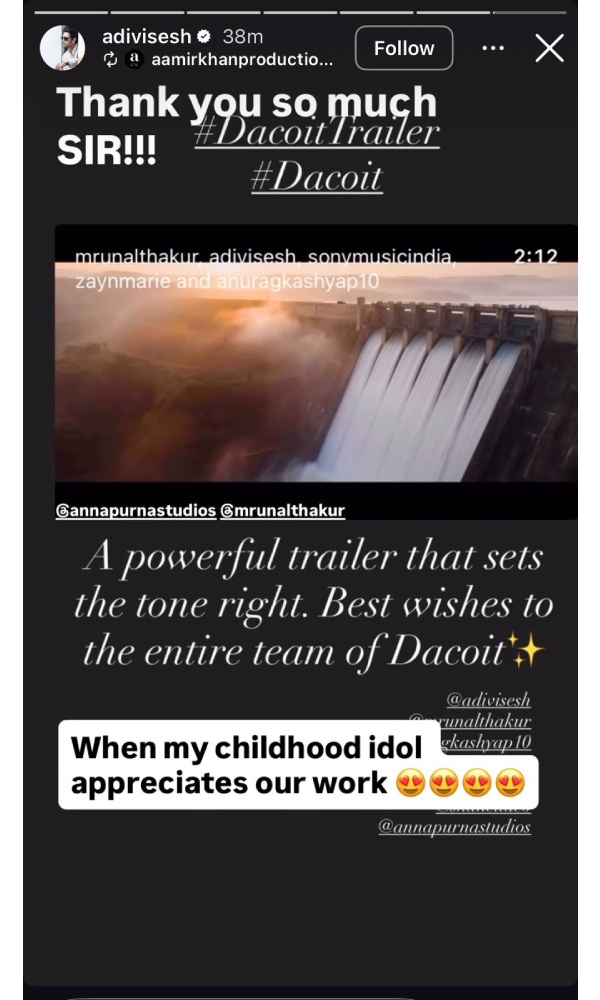 Adivi Sesh Elated As Childhood Idol Aamir Khan Applauds