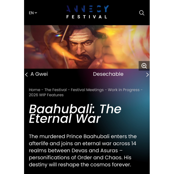 Baahubali - The Eternal War Got Selected