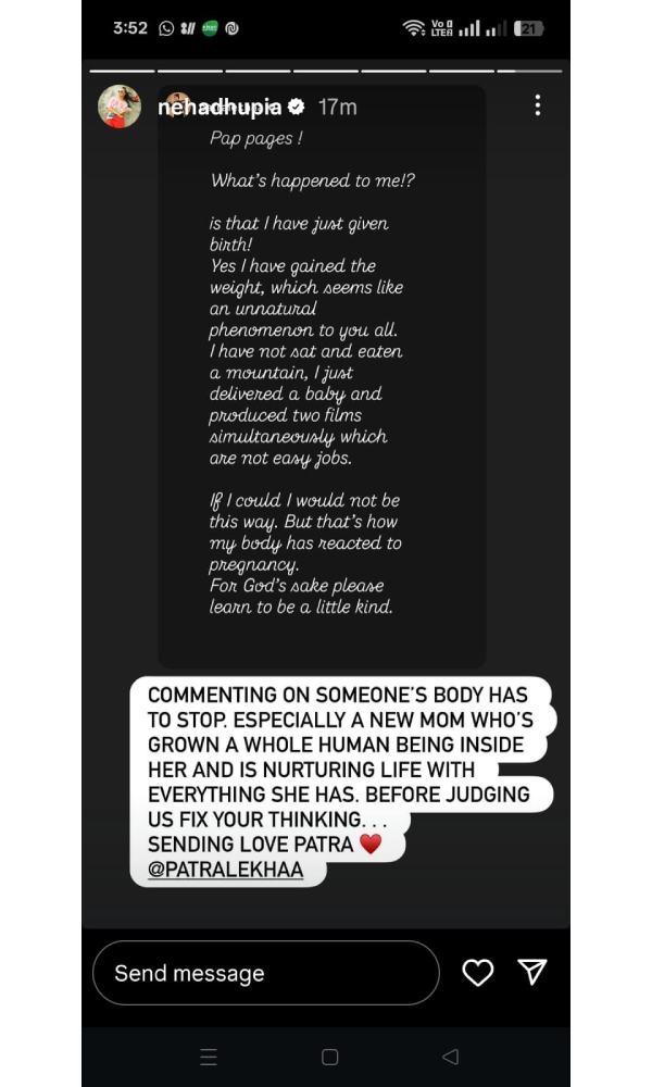 Neha Dhupia Stands By Patralekhaa Against Body Shaming