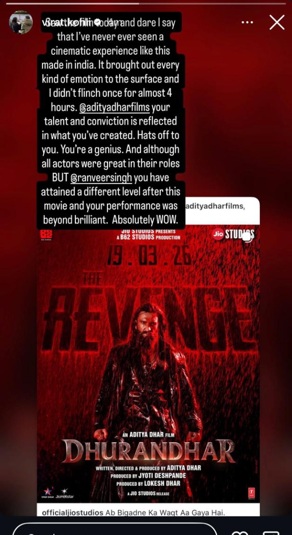 Virat Kohli-Anushka Praise Ranveer Singh s Dhurandhar 2