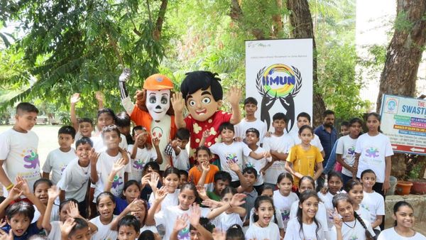 Kids participating in yoga with Nicktoon characters Kids participating in yoga with Nicktoon characters