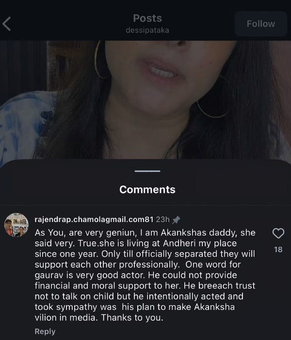 Akanksha Chamola s Dad Blames Gaurav Khanna For Separation