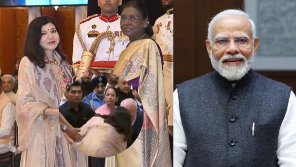 Alka Yagnik touches PM Modi s feet at awards ceremony
