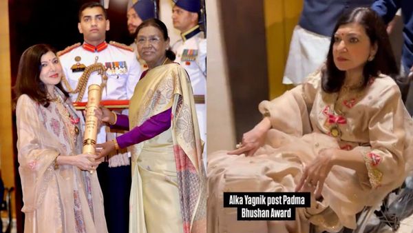 Alka Yagnik arrives at Padma Awards in a wheelchair