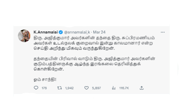 அண்ணாமலை - அரசியல் தலைவர்