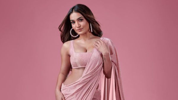 Glamorous Shimmery Pink Saree