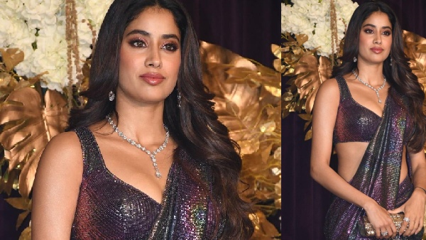 बैंगनी साड़ी जान्हवी कपूर ने बिखेरा जलवा