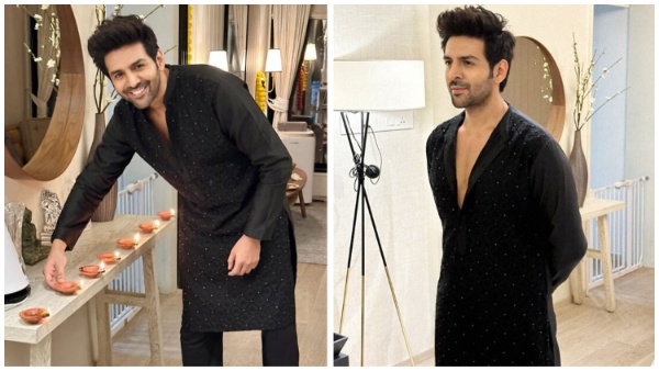 ब्लैक कुर्ता में पहनकर कार्तिक का बवाल