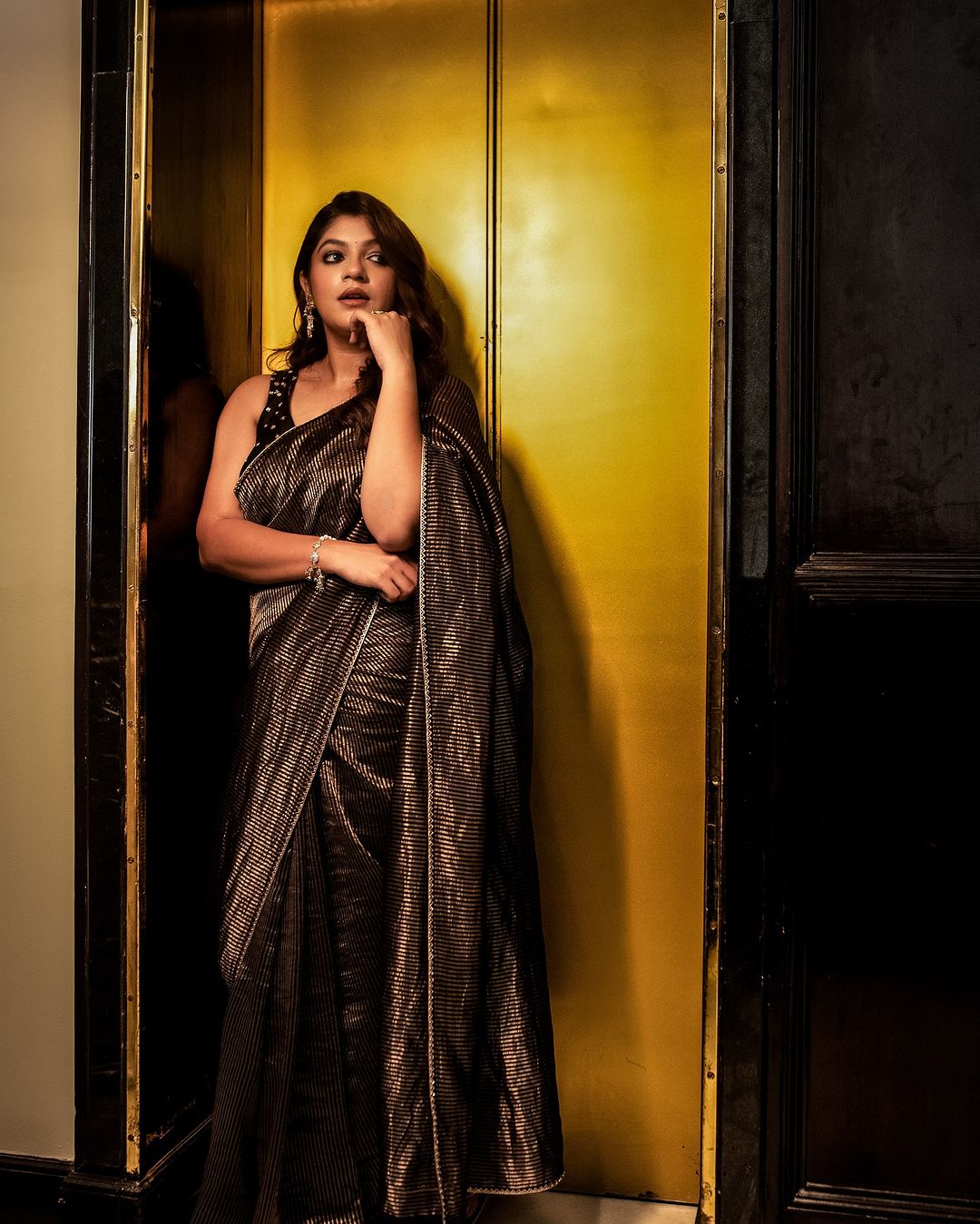 Black And Gold Silk Saree