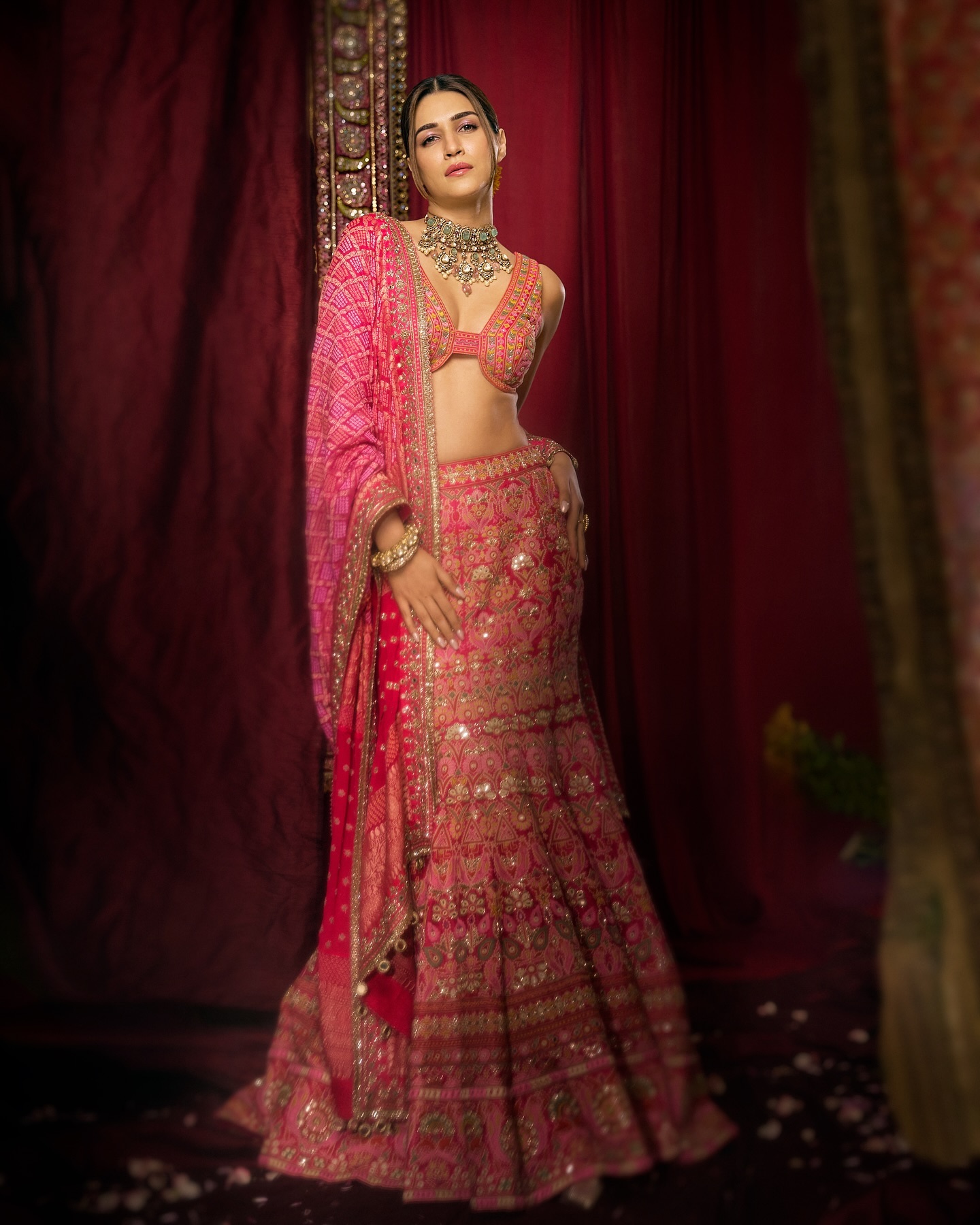 Pink Mirror Work Lehenga 