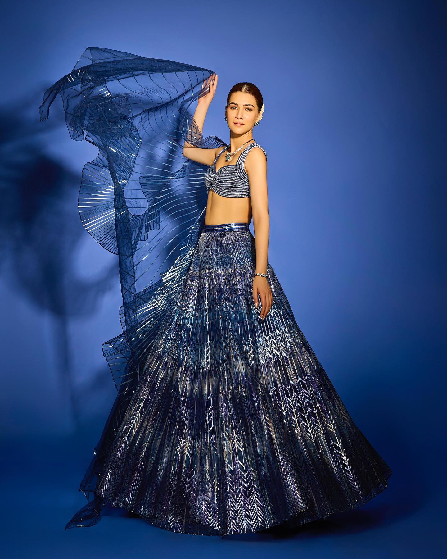 Metallic Fluted Tulle Lehenga 