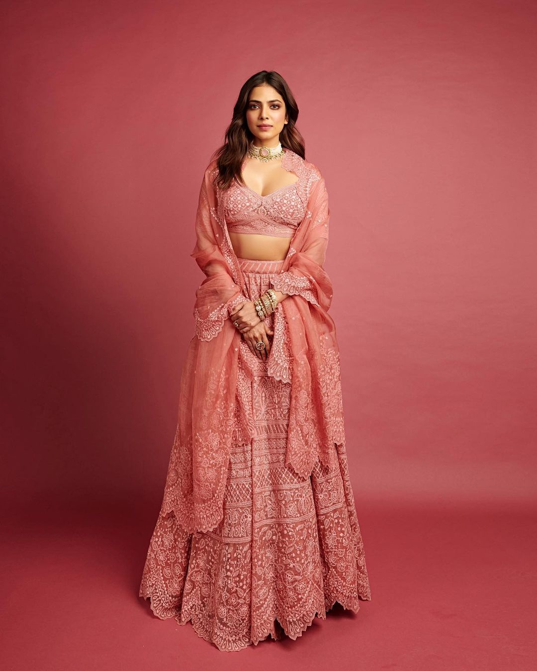 Pink Lehenga With Silver Detailing