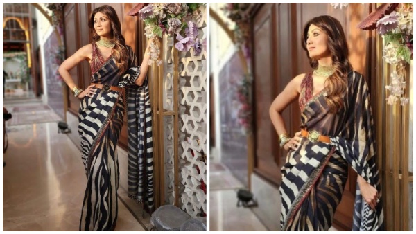 शिल्पा शेट्टी ने पहनी ब्लैक साड़ी