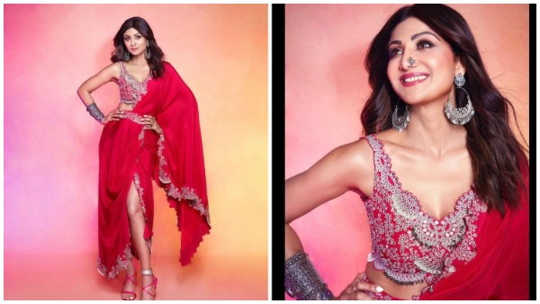 रेड साड़ी में शिल्पा की हॉटनेस