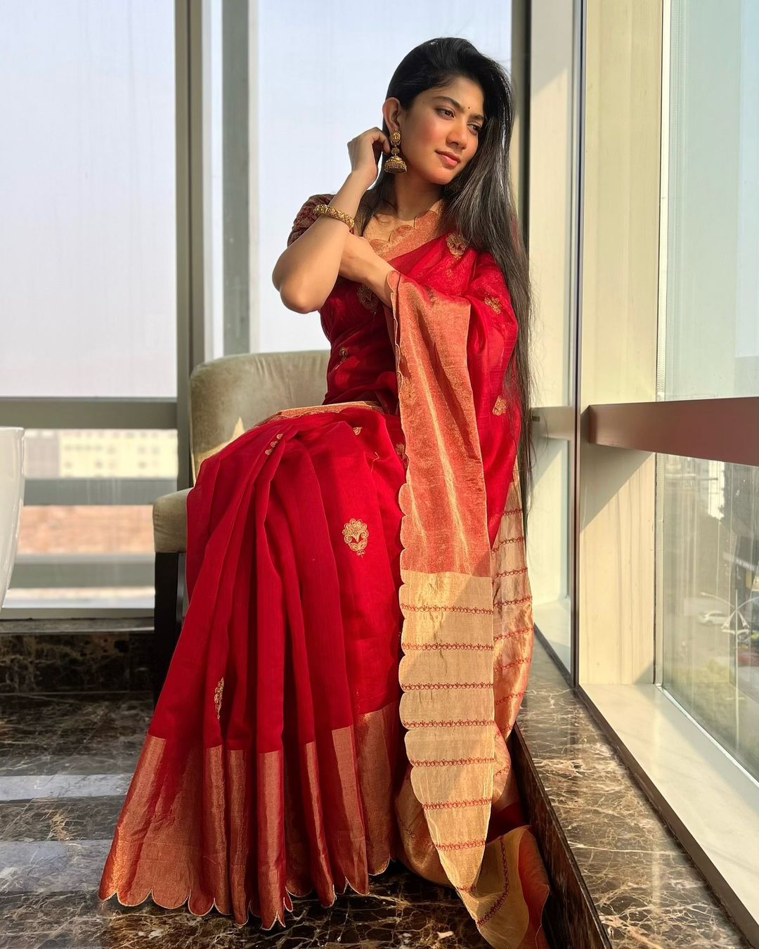 Red Silk-Cotton Saree