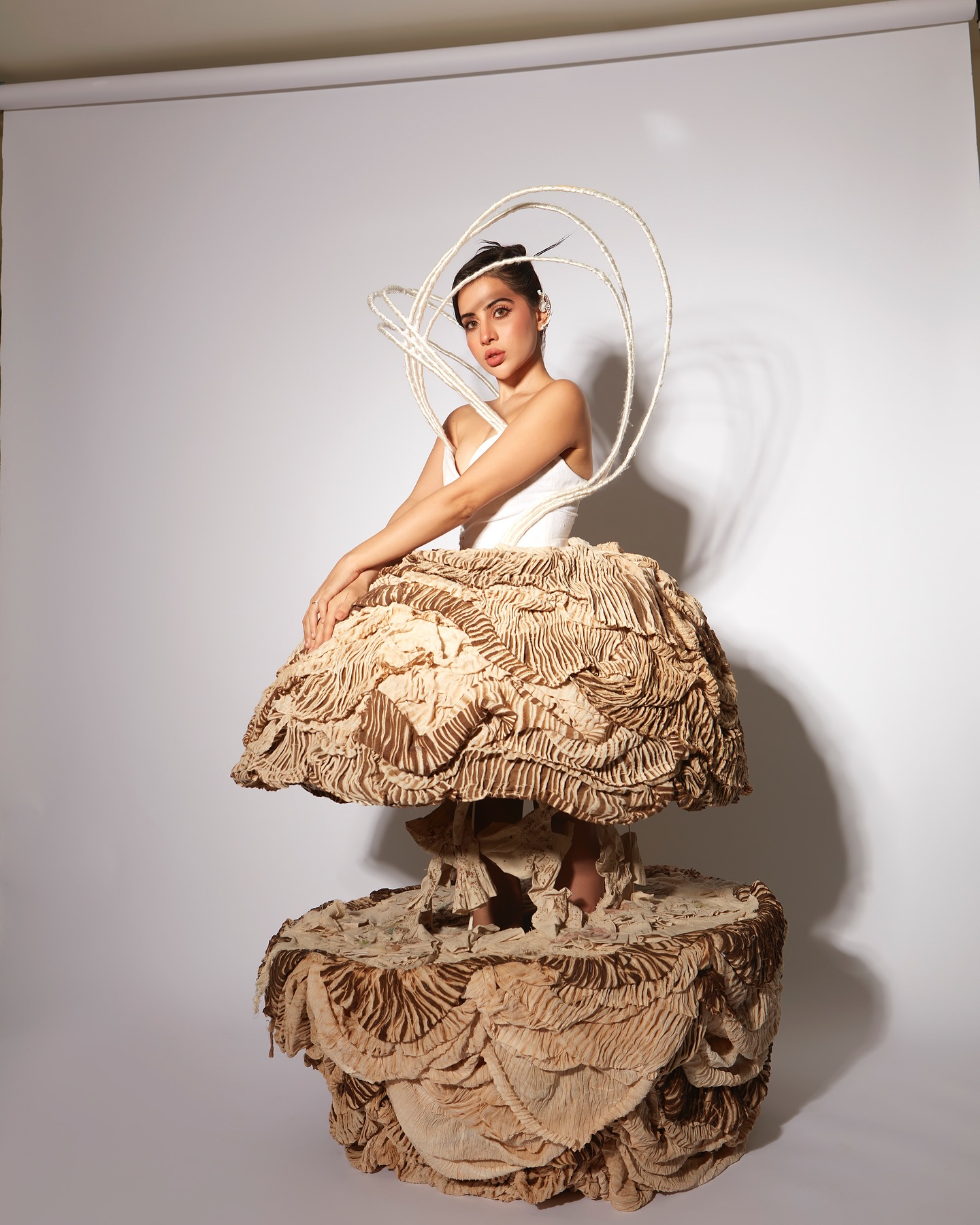 Unique White And Brown Dress 