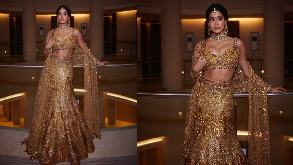 गोल्डन शिमरी लहंगा