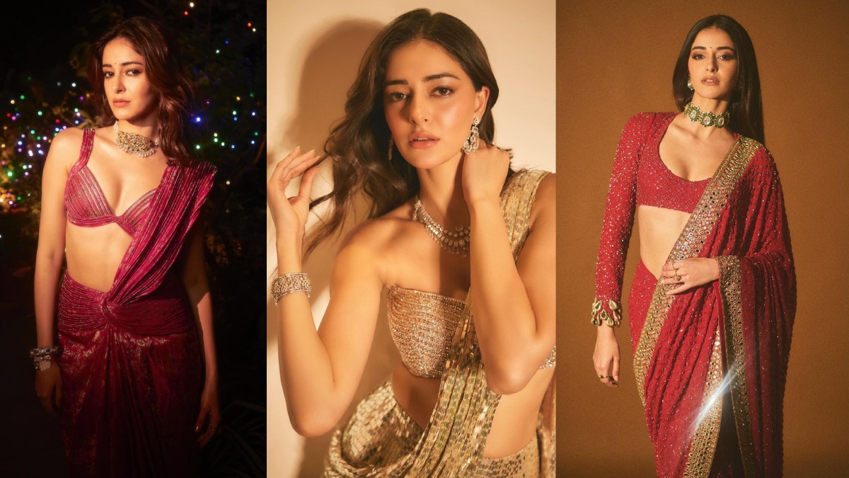 अनन्या पांडे के स्टाइलिश साड़ी लुक्स से लें शादी के सीजन की इंस्पिरेशन