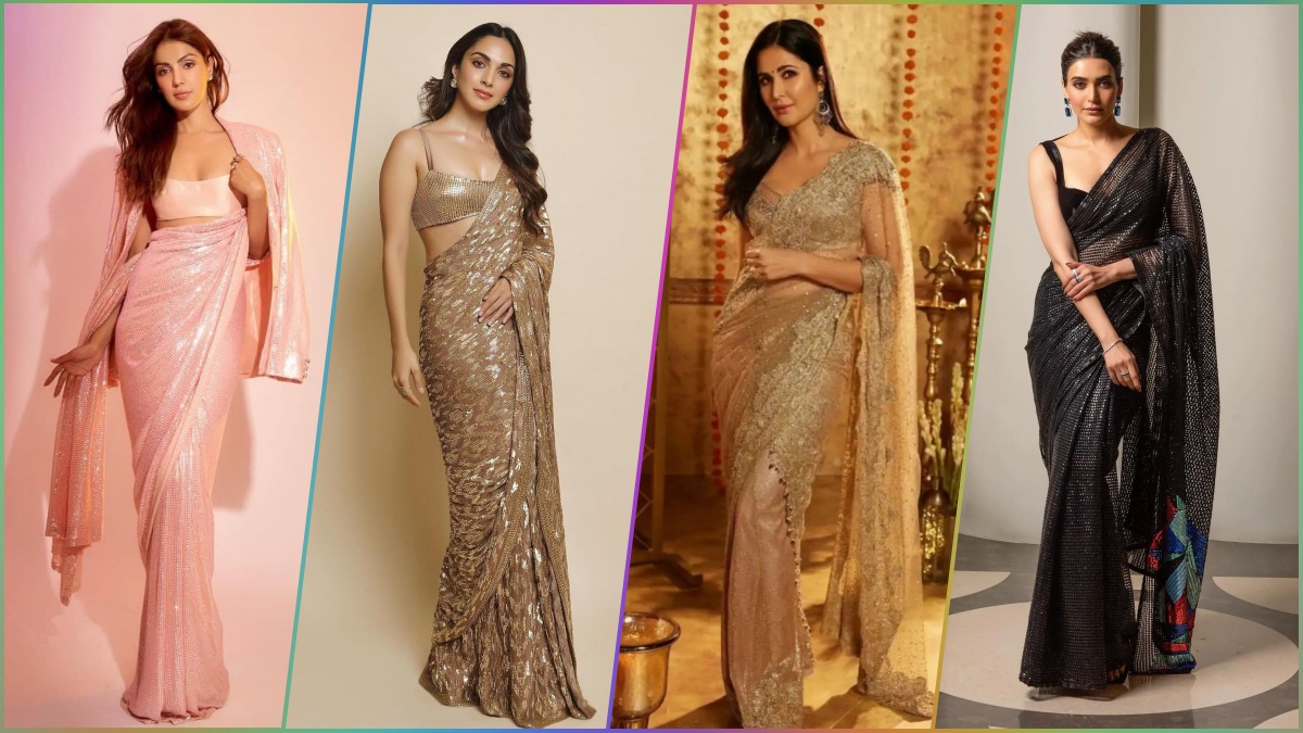Bollywood Actresses Sequin Saree Look To Glam In Cocktail Party