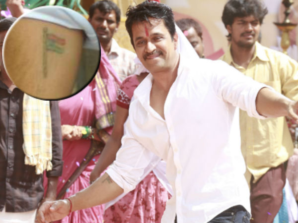 Arjun Sarja has tatooed Indian Flag on his right hand Arjun Sarja has tatooed Indian Flag on his right hand