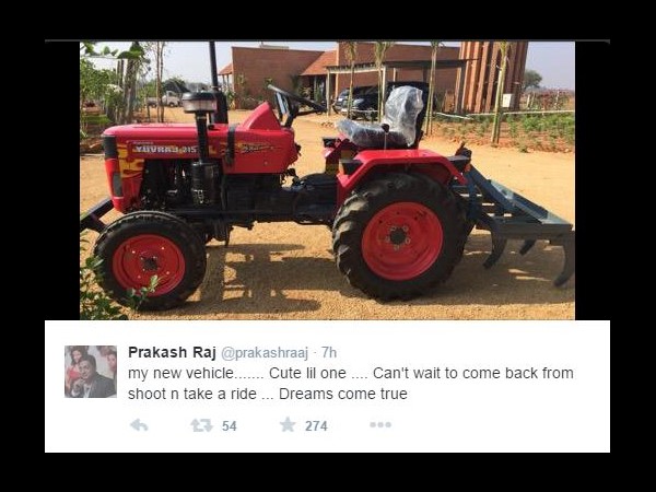 Actor Prakash Raj dream comes true Actor Prakash Raj dream comes true