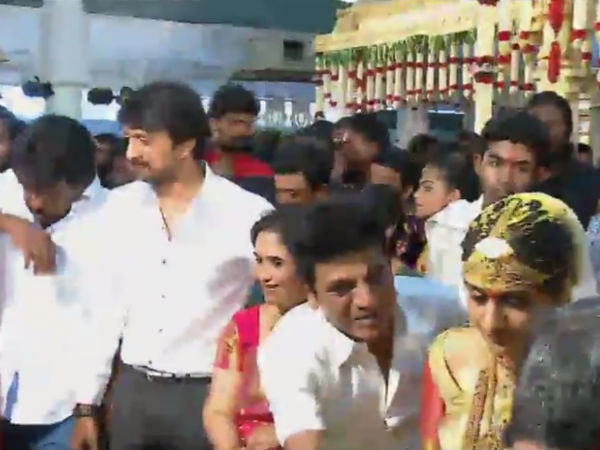 Sandalwood Star Sudeep in Shivarajkumar Daughter's marriage