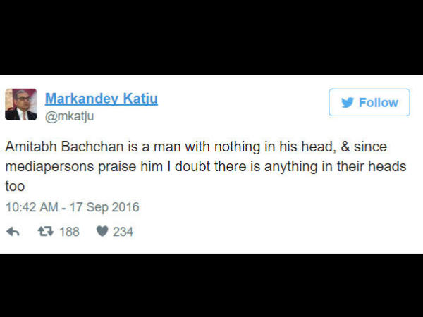 ಅಮಿತಾಭ್ ಮೆದುಳಿಗೆ ಕೈ ಹಾಕಿದ ಕಾಟ್ಜು'