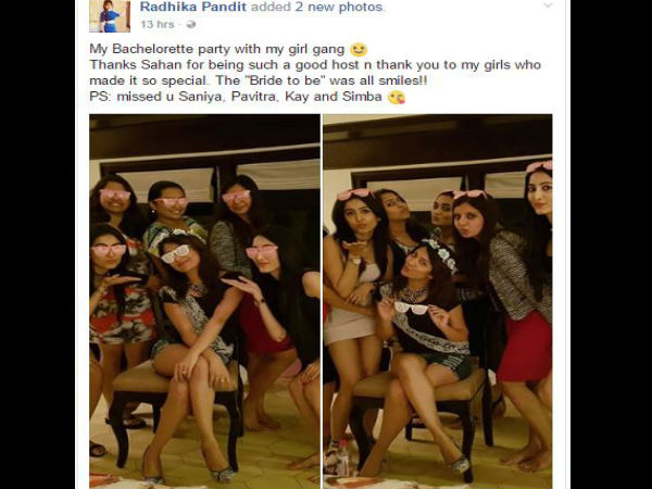Kannada Actress Radhika pandit's Last Bachelorette party