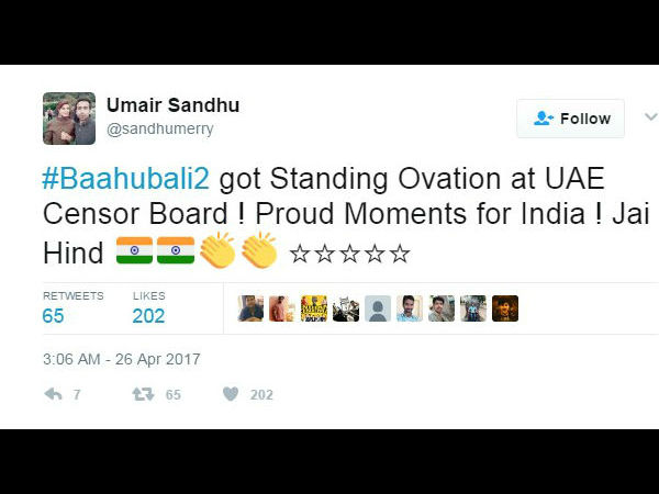 'ಬಾಹುಬಲಿ-2' ಚಿತ್ರಕ್ಕೆ ಗೌರವ