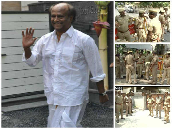 ರಜನಿಕಾಂತ್ ನಿವಾಸಕ್ಕೆ ಬಿಗಿ ಪೊಲೀಸ್ ಭದ್ರತೆ