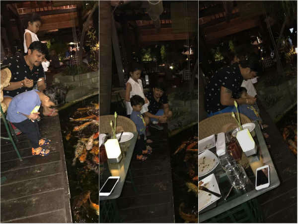 ಮೀನುಗಳಿಗೆ ಆಹಾರ ಹಾಕಿದ ವಿಹಾನ್