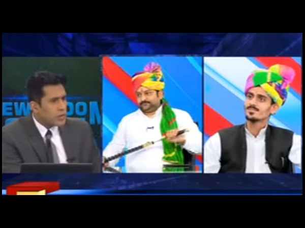 Karni Sena spokesperson pulled out a sword in live tv show