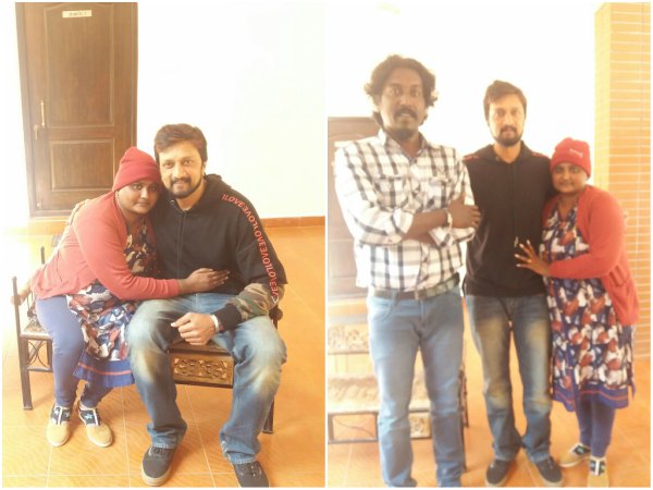 Kiccha Sudeep met his fan Vinutha Kiccha Sudeep met his fan Vinutha