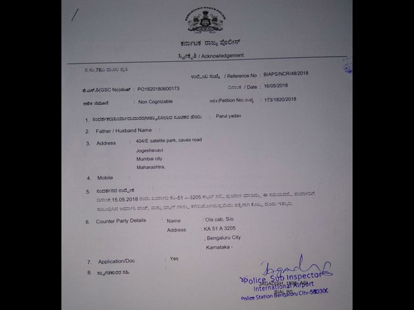 Parul has filed a police complaint against the Ola Company and the Driver Parul has filed a police complaint against the Ola Company and the Driver